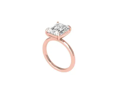 Emerald Solitaire Ring 3D print model 12