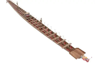 Chinese traditional wooden dragon boat 3D model