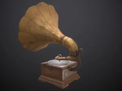 Gramophone antique Low-poly 3D model