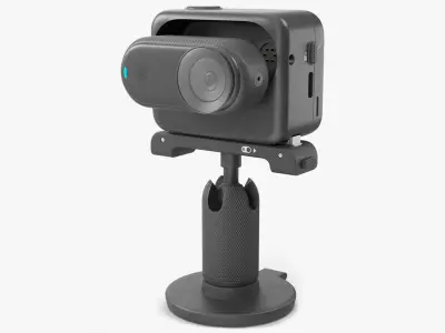 Portable Action Cam with Touch Display on Stand Black 3D model