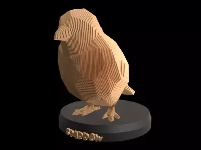 Parametric Sparrow Low-poly 3D model