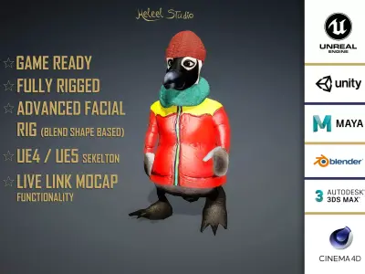 High Quality Cartoon Penguin Low-poly 3D model