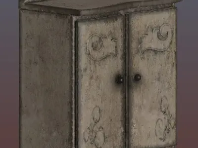 Antique furniture with patina paint Low-poly 3D model