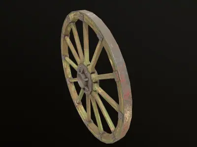 Wagon Wheel 4 Low-poly 3D model