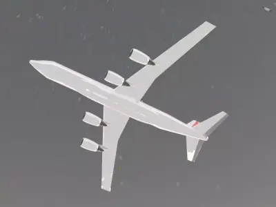 Fictional Quad Engine Modernized 1950s Jetliner DC-8-72 Inspired Low-poly 3D model