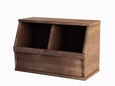 Wooden Storage Bin 03 Low-poly 3D model