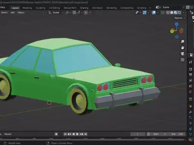 Car Green 3D LOWPOLY Free low-poly 3D model