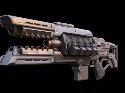 Sci-Fi Heavy Railgun Cyberpunk Plasma Cannon Game Ready Low-poly 3D model