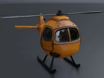 Low Poly Yellow Helicopter 3D Model for Game Ready Low-poly 3D model