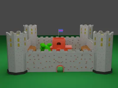  Fortress medieval Low-poly 3D model