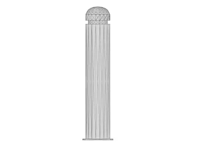 Grey Stainless Steel Bollard with Dome Top 3D model