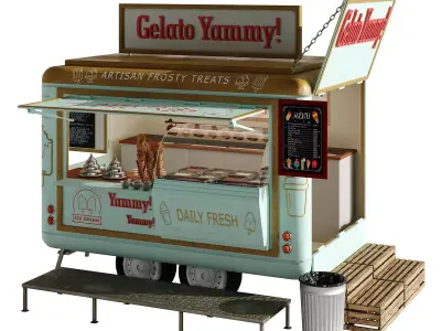 Realistic Gelato Ice Cream Food Truck 3D model