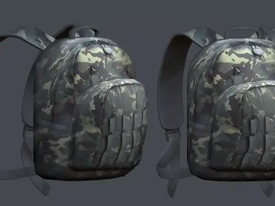 Backpack military combat Black baggage Low-poly  Low-poly 3D model purchase