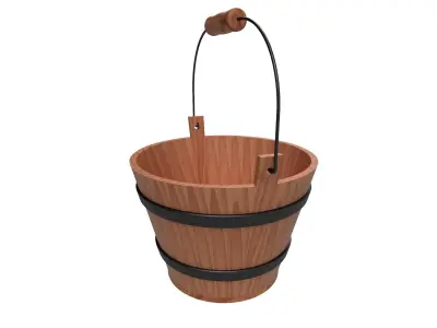 Wooden bucket Low-poly 3D model purchase