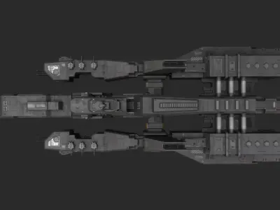 Heavy Frigate Spaceship Low-poly 3D model
