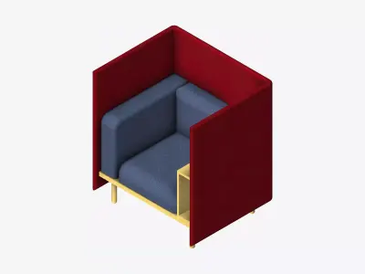 Sofa - Contemporary - Flame - Chair - Armrest Shelf - Right Low-poly 3D model