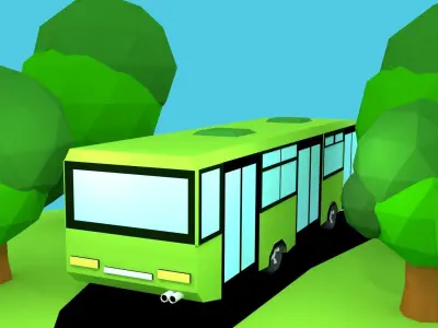 Cartoon Bus  Low-poly 3D model purchase
