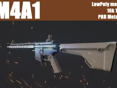 M4A1 LowPoly Game Ready Model ar - rifle Low-poly 3D model