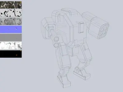 Low poly stylized mech Low-poly 3D model