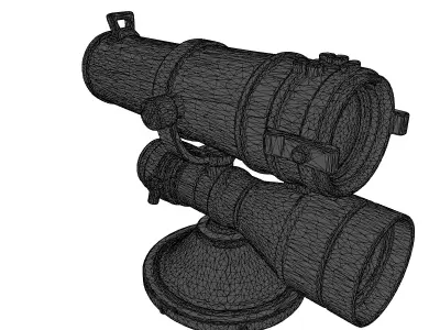 Polished Brass Telescope with Cracked Lens 3D model