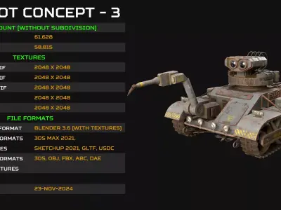 Robot Concept-3-Urban-Rusty Low-poly 3D model