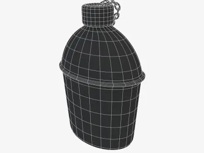 US Bottle Canteen WWII Low-poly 3D model