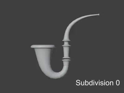 Vintage wooden tobacco pipe smoking 3D model