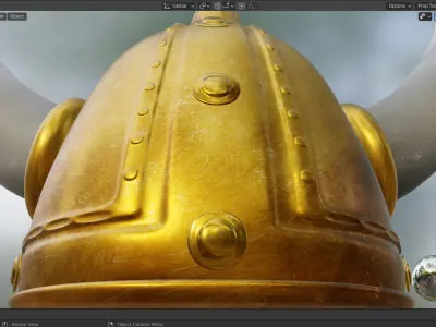 Gold Viking Helmet protective armor accessories 3D model