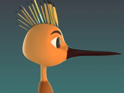 Stylized Hoopoe NoRig Low-poly 3D model
