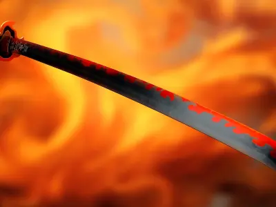 Demon Slayer - kyojuro Rengoku Katana 3D model
