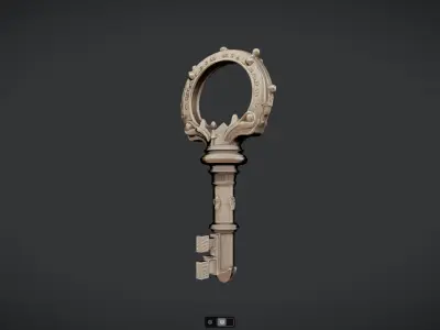 ornate antique metal key 3D model