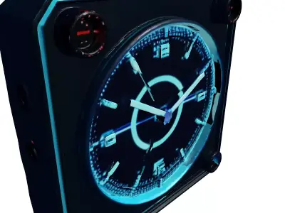 Futuristic Neon SciFi Wall Clock 3D model
