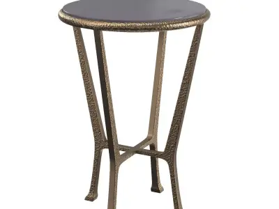 Metalworks Flavio Metal and Stone Antique Gold Accent Table PBR 3D model