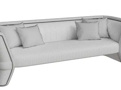 White Fabric Preito Sofa 3D model