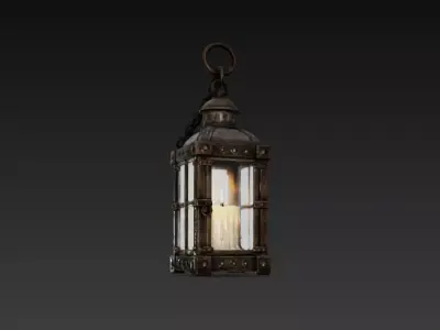 Medieval Hanging Lantern - PBR Low Poly Game Ready Low-poly 3D model