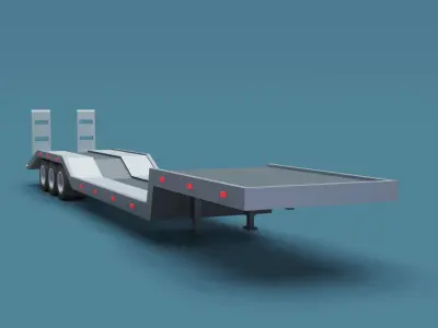 Cartoon Stylized Semi Trailer Lowbed Low-poly 3D model