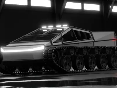 Cyber Tank - Futuristic Tracked All-Terrain Vehicle Rigged Low-poly 3D model