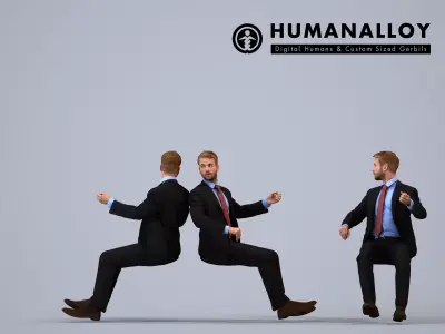 Basics0018 - A set containing 5 models of male adults sitting 3D model