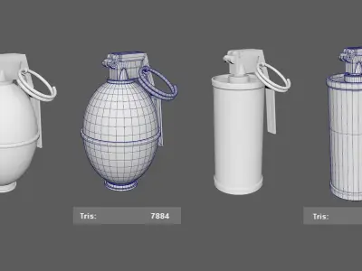 grenade three grenades Low-poly 3D model