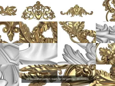 20 decorative pattern set ready for 3D printing 3D Model Pack