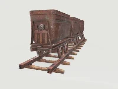 Mine Wagon 8 Low-poly 3D model