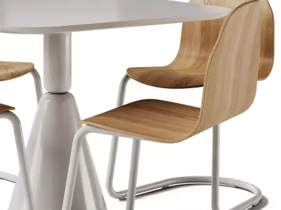 Sancal Pion Fresno Table and Boby Wood Chair 3D model