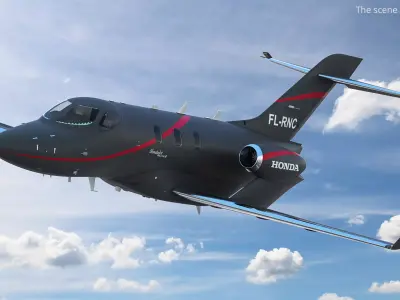HondaJet Elite II Light Jet Aircraft Black Rigged for Maya 3D model