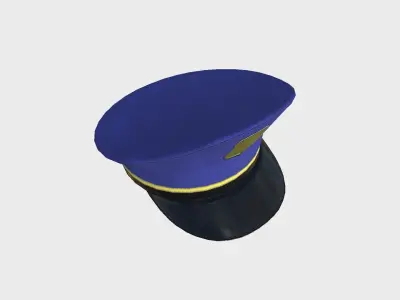 Police Cap 01 Blue- Military Character Design Fashion Low-poly 3D model