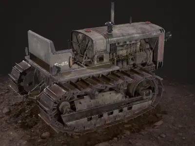 Tractor S-65 Stalinets USSR Low-poly 3D model