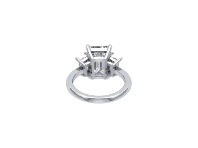 3- stone Emerald Ring 3D print model