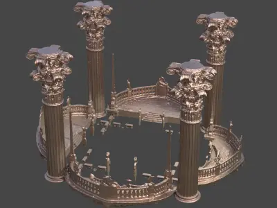 Medusa Pillar exterior halls 2  3D model