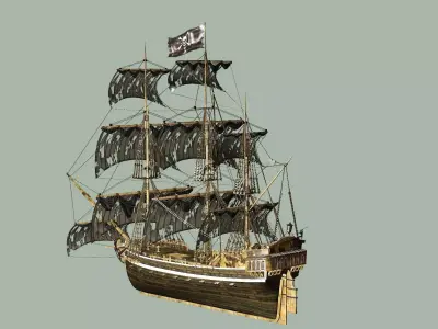 Sailboat Galleon - Game Ready A Low-poly 3D Model Low-poly 3D model