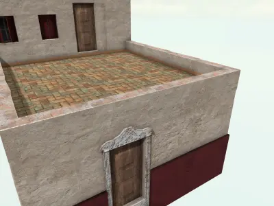 Old High-Quality 3D Colonial House Low-poly 3D model 3