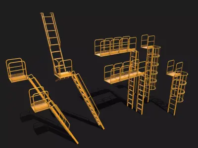 Modular Ladders Low-poly 3D model